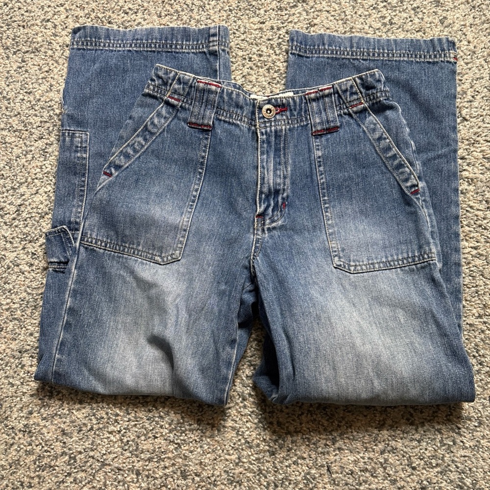 Vintage Limited Too Pants Youth Girls 10 Blue Baggy Wide Leg Cargo Pocket Y2k